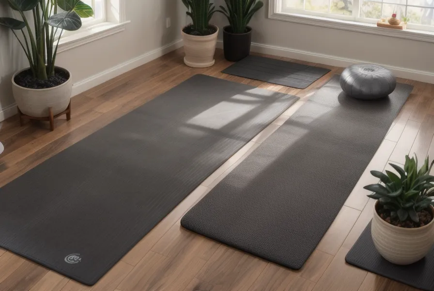 Dedos sobre el teclado con el mat de yoga de fondo, el punto de cruce entre cansancio mental y práctica física