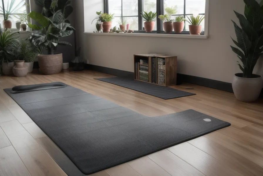 Correa de yoga y libros de traducción en un escritorio, equilibrio entre bienestar freelance y alineación yoga en casa
