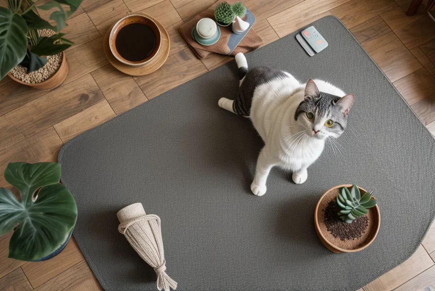 Mat de yoga desenrollado junto al escritorio de traducción, rutina diaria durante el instructorado de yoga para adultos
