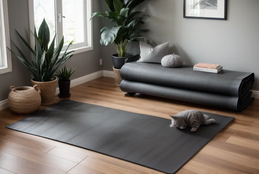 Ejercicios de yoga para cuello y hombros después de traducir todo el día, con los brazos cruzados en postura de águila.