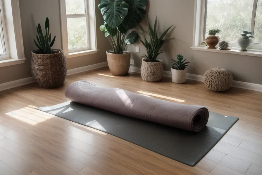 Bloques de yoga junto a diccionarios de traducción, símbolo del equilibrio entre salud cervical y trabajo freelance.