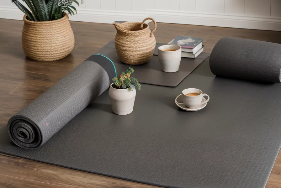 Filosofía del yoga y Yoga Sutras de Patanjali aplicados al estrés de los plazos freelance, escritorio de traducción con mat enrollada al lado